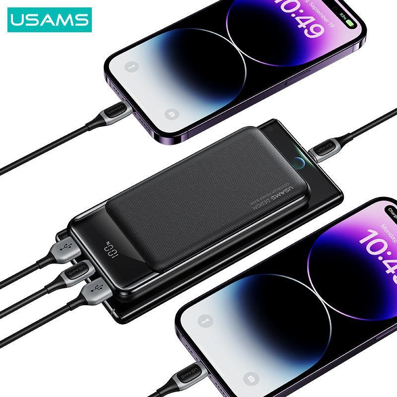 USAMS power bank US-CD198, 3x θύρες εξόδου, 10000mAh, 10W, μαύρο - Image 3
