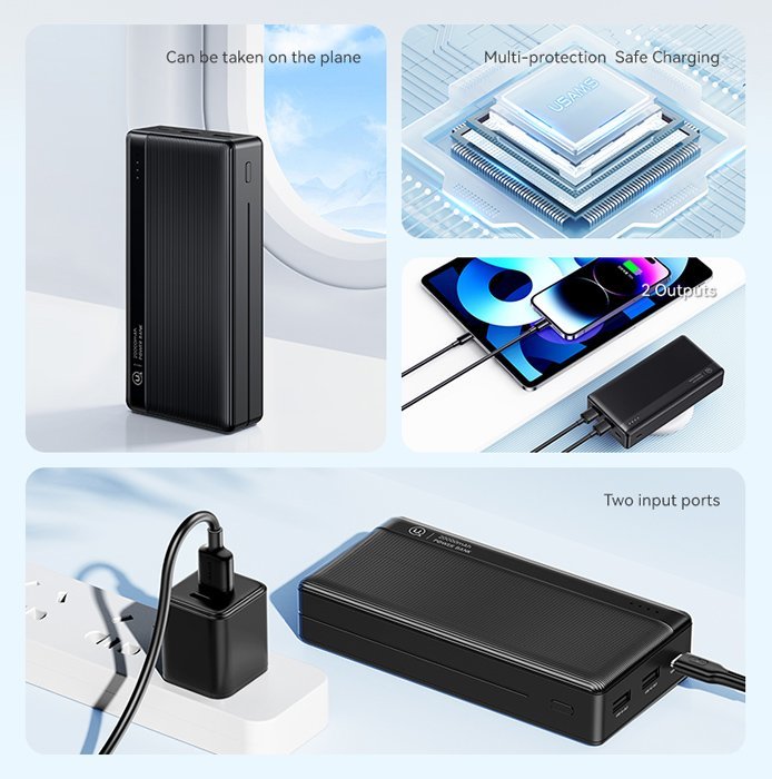 USAMS power bank US-CD205, 2x USB θύρες εξόδου, 10000mAh, 10W, λευκό - Image 2