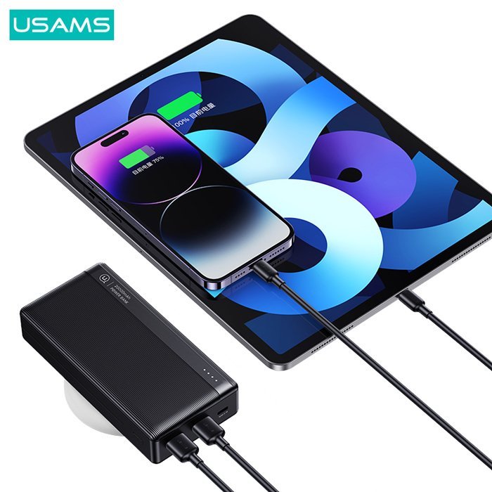 USAMS power bank US-CD205, 2x USB θύρες εξόδου, 10000mAh, 10W, λευκό - Image 3