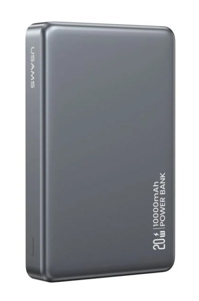 USAMS power bank CD242, magnetic wireless, USB-C έξοδος, 10000mAh, 20W, γκρι