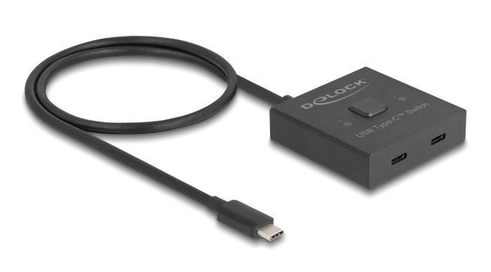 DELOCK USB-C switch 18911, 2 σε 1 bidirectional, 10Gbps, 8K, 100W, μαύρο