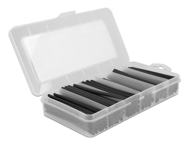 DELOCK σετ θερμοσυστελλόμενων μονωτικών 20734, 4:1 & 3:1, μαύρα, 116τμχ