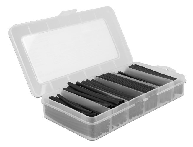 DELOCK σετ θερμοσυστελλόμενων μονωτικών 20735, 2:1, μαύρα, 196τμχ