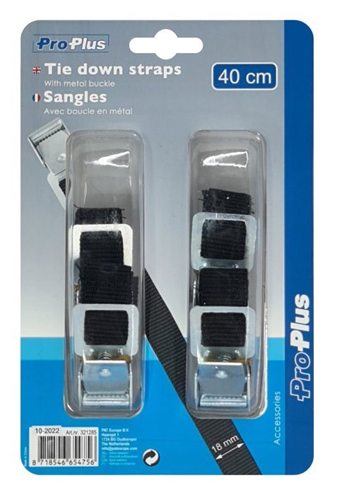 PROPLUS ιμάντες πρόσδεσης 321285 με μεταλλική αγκράφα, 40cm, μαύρο, 4τμχ - Image 5