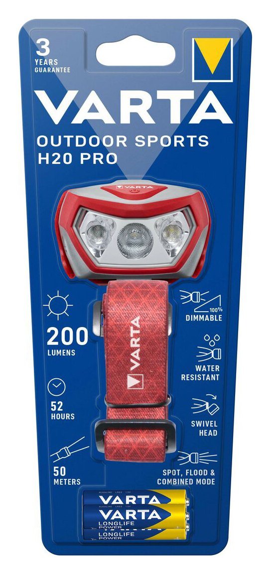 VARTA LED φακός κεφαλής Outdoor Sports H20 Pro, 200lm, IPX4, κόκκινος - Image 2