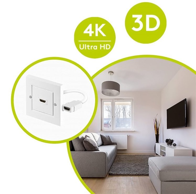 GOOBAY πρίζα τοίχου HDMI, gold-plated, 4K, λευκή - Image 2