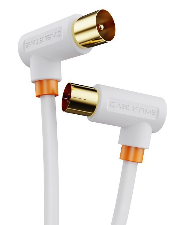 CABLETIME καλώδιο κεραίας CT-AV101, γωνιακό, 75 Ohm, 3m, λευκό