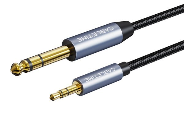 CABLETIME καλώδιο ήχου 3.5mm σε 6.35mm CT-AV321-H11G, 1m, μαύρο