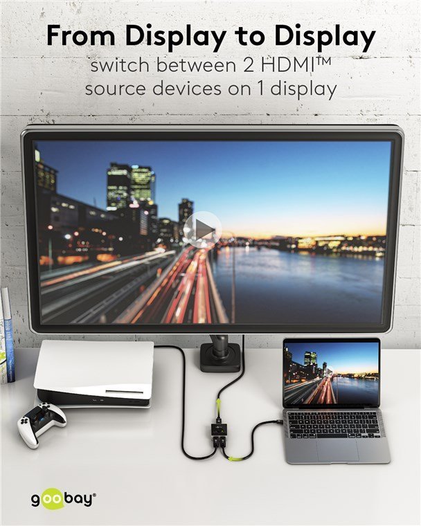 GOOBAY HDMI switch 58486, 2-in σε 1-out, 4K/60Hz, μαύρο - Image 3