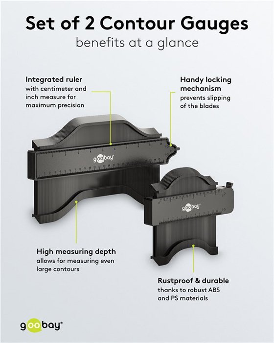 GOOBAY σετ παντογράφοι 61668, κλίμακα σε inch/cm, 130/250mm, 2τμχ - Image 4