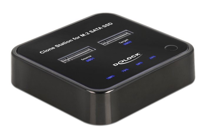 DELOCK docking station για M.2 SATA SSD 64178, 2 θέσεων, 6Gbps, clone function, μαύρο