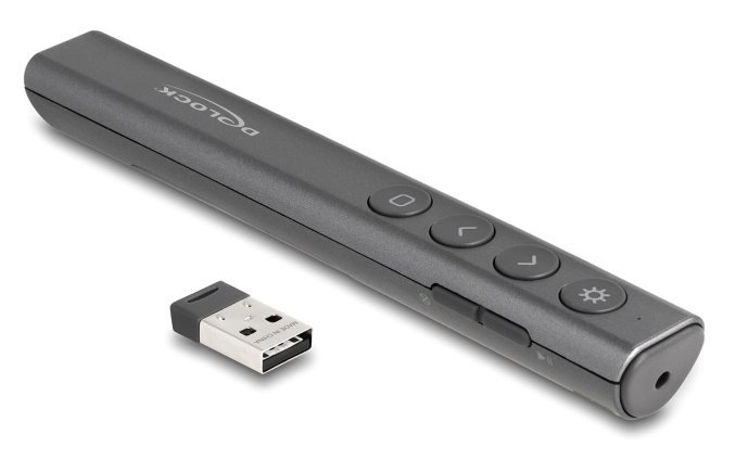 DELOCK τηλεχειριστήριο παρουσιάσεων 64250 με laser & πλήκτρα, 30m, γκρι