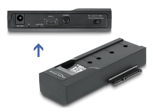 DELOCK docking station για M.2 NVMe/SATA ή 2.5"/3.5" SSD/HDD 64253, 10Gbps, μαύρο