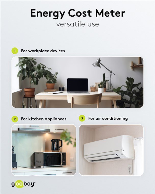 GOOBAY μετρητής κατανάλωσης ρεύματος 64590 με οθόνη, 16A, λευκός - Image 4