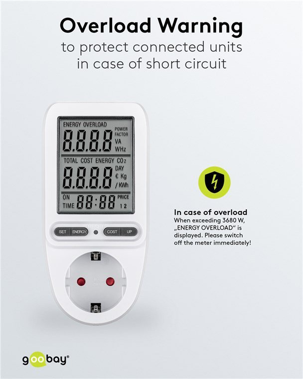GOOBAY μετρητής κατανάλωσης ρεύματος 64590 με οθόνη, 16A, λευκός - Image 7