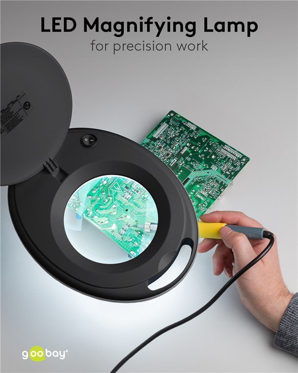 GOOBAY μεγεθυντικός φακός 64989 με σφιγκτήρα, LED, 3 διόπτρες, μαύρος - Image 2