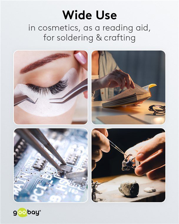 GOOBAY μεγεθυντικός φακός 64989 με σφιγκτήρα, LED, 3 διόπτρες, μαύρος - Image 7