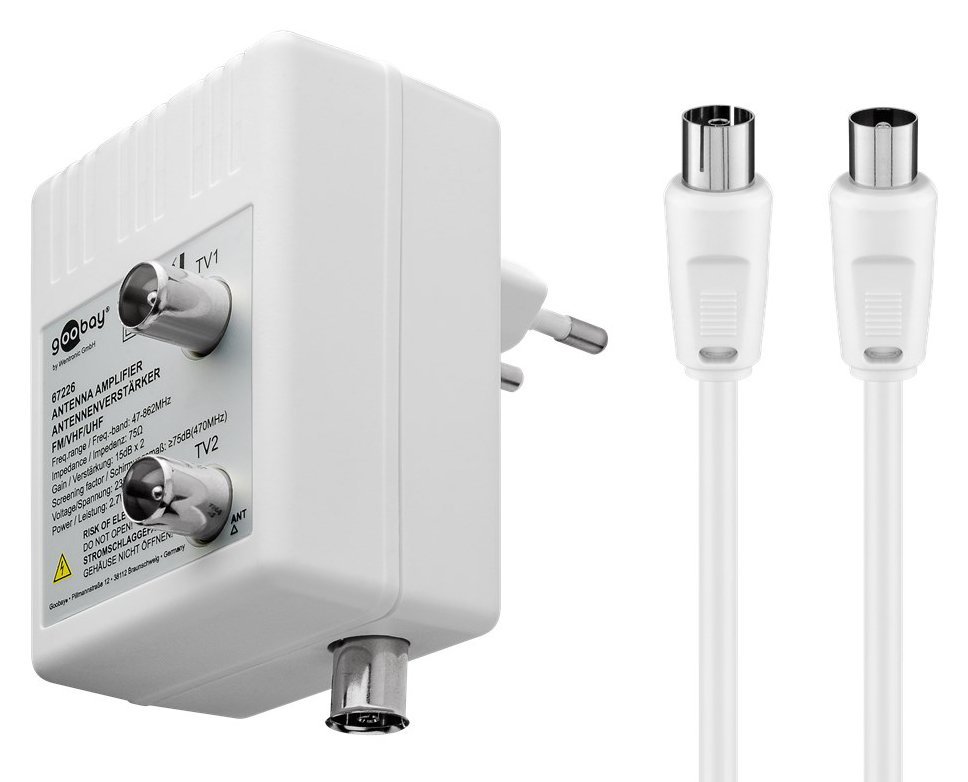 GOOBAY ενισχυτής κεραίας 67226, 2 συσκευές, DVB-T DVB-T2 DVB-C, λευκός