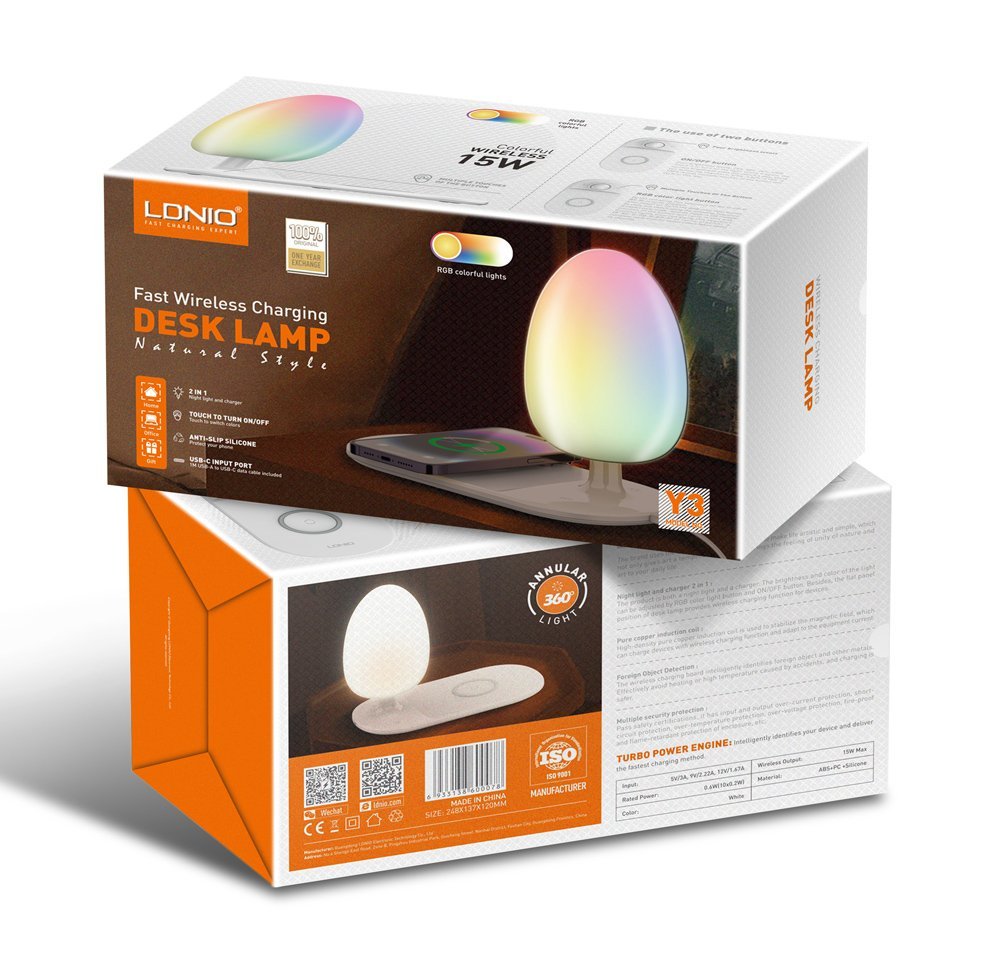 LDNIO ασύρματος φορτιστής Y3 με φωτιστικό, 15W, λευκός - Image 6