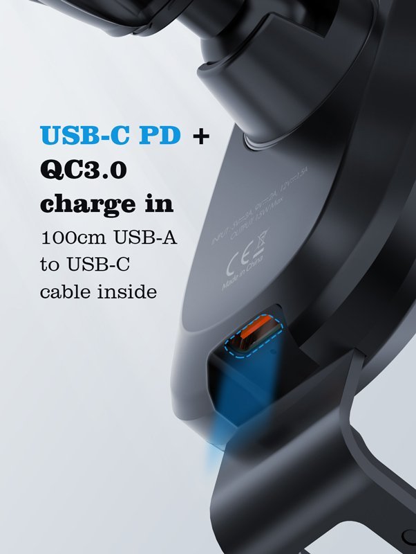 LDNIO ασύρματος φορτιστής & βάση αυτοκινήτου MW21, 15W, μαύρο - Image 4