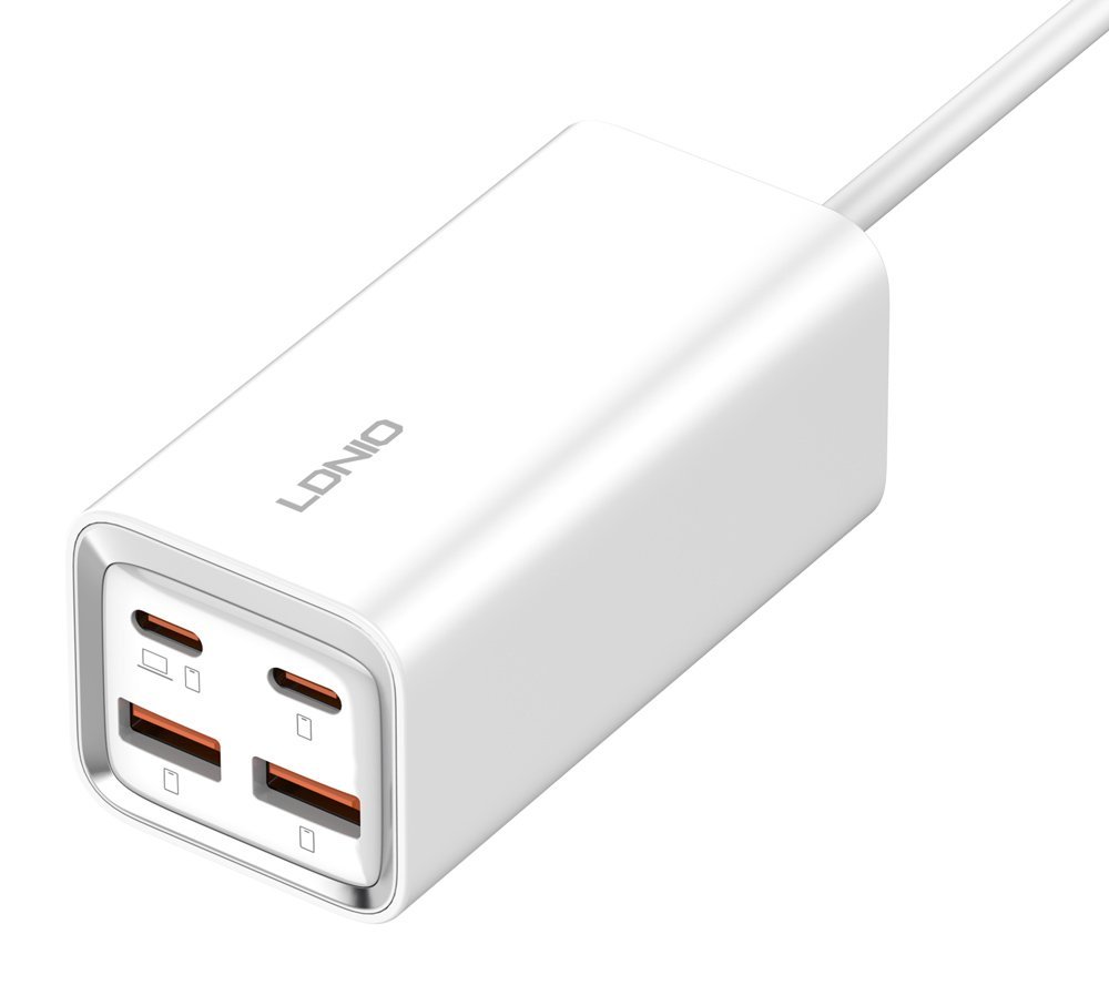 LDNIO σταθμός φόρτισης A4610C, 2x USB-C & 2x USB, 65W, PD/QC, λευκός