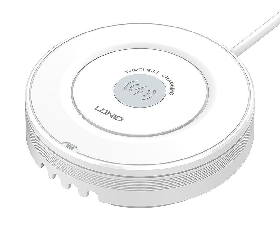 LDNIO σταθμός φόρτισης AW003, USB-C/3x USB/wireless, 32W, PD/QC, λευκός