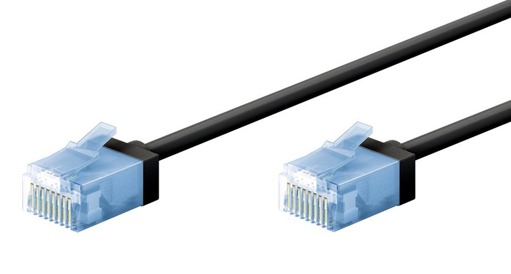 kalodio diktyoy, CAT 6A U/UTP, ultra slim, copper, 500MHz, 0.15m, mayro 0.15m