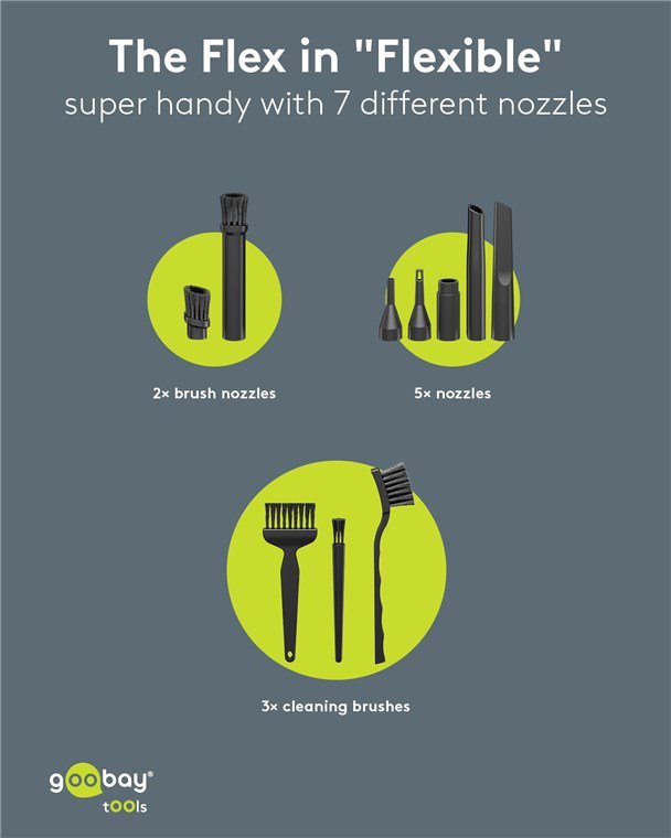 GOOBAY 2 σε 1 σκουπάκι χειρός & air duster 77829, 120W, 6000mAh, μαύρο - Image 4