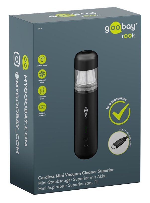 GOOBAY 2 σε 1 σκουπάκι χειρός & air duster 77829, 120W, 6000mAh, μαύρο - Image 8