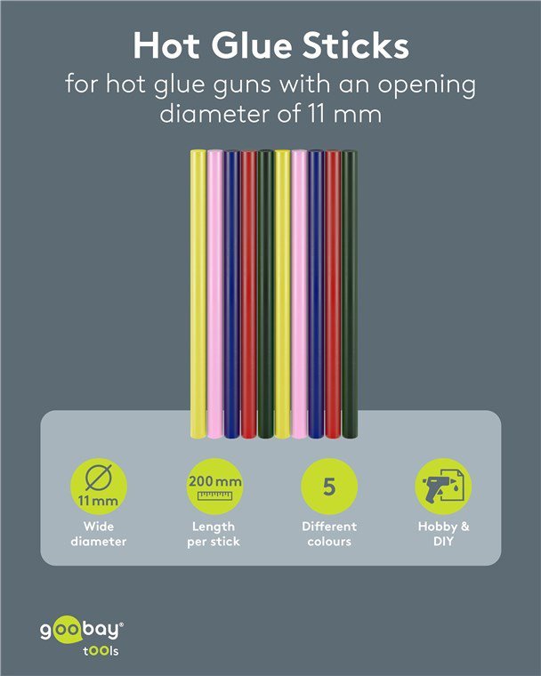 GOOBAY ράβδοι σιλικόνης 77856, Φ11mm x 200mm, διάφορα χρώματα, 10τμχ - Image 2