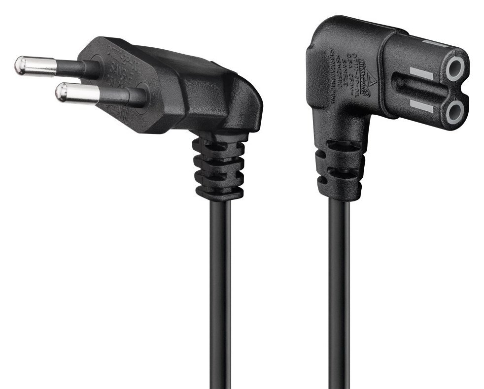 GOOBAY καλώδιο τροφοδοσίας Euro 97354, γωνιακό, 2x0.75 mm², 3m, μαύρο