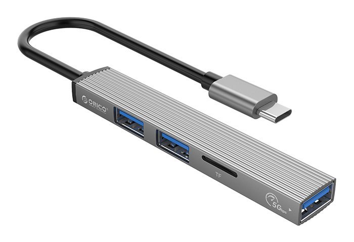ORICO USB hub AH-12F με card reader, 3 θυρών, 5Gbps, USB-C σύνδεση, γκρι