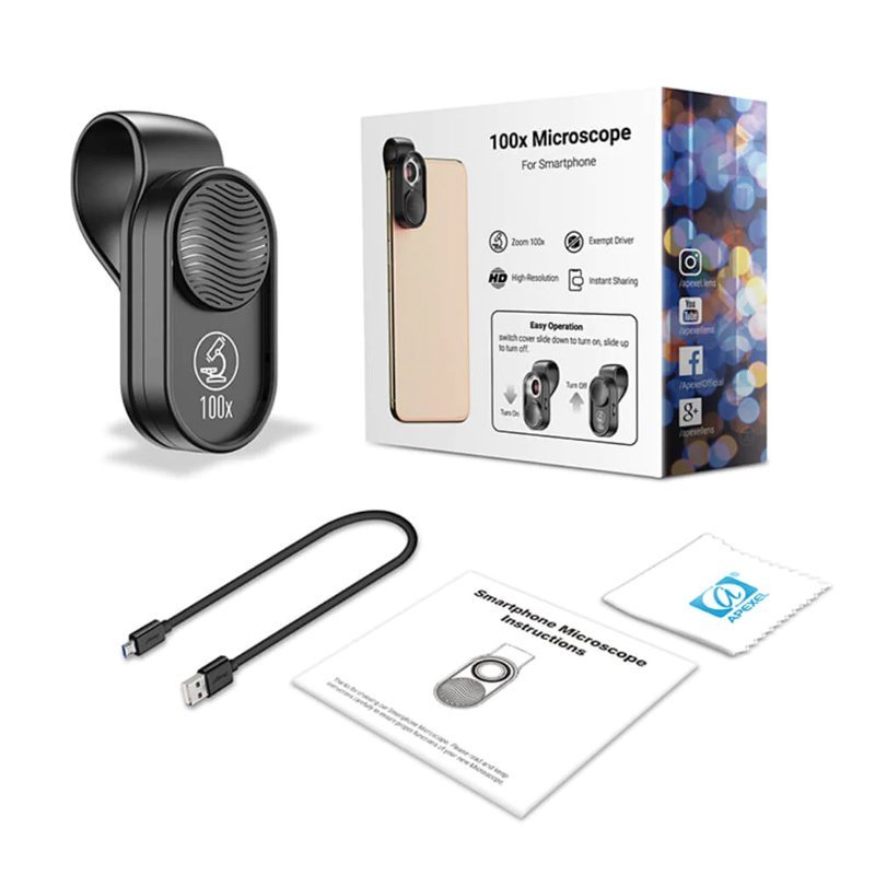 APEXEL φακός μικροσκόπιο APL-MS001 για smartphone κάμερα, 100x zoom, LED - Image 7