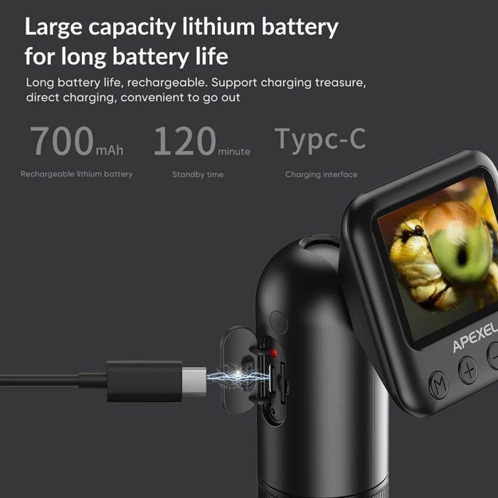 APEXEL ψηφιακό μικροσκόπιο APL-MS008, 400x-800x, LED, 720p/2MP - Image 6