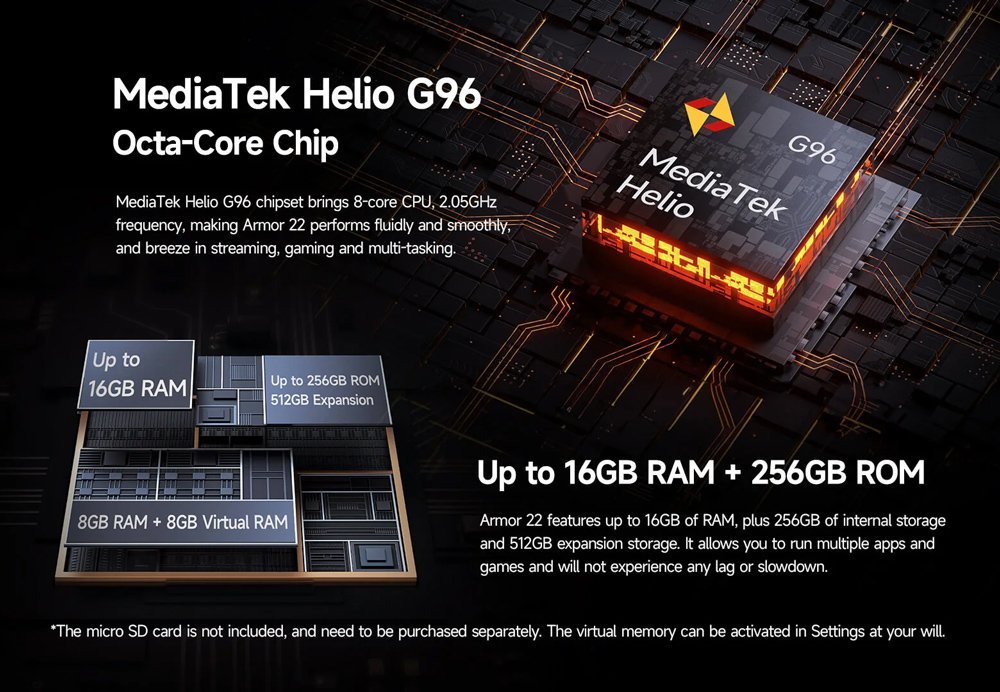 ULEFONE smartphone Armor 22, 6.58", 8/128GB, 6600mAh, IP68/IP69K, μαύρο - Image 5