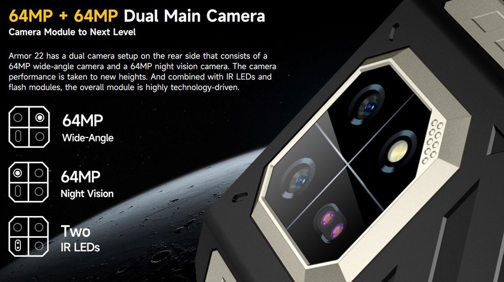 ULEFONE smartphone Armor 22, 6.58", 8/128GB, 6600mAh, IP68/IP69K, μαύρο - Image 9