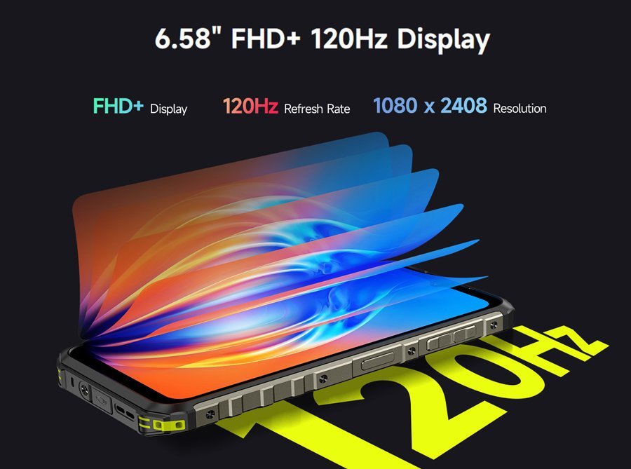 smartphone rmor 22, 6.58", 8/256GB, 6600mh, IP68/IP69K, mayro 6" kai ano