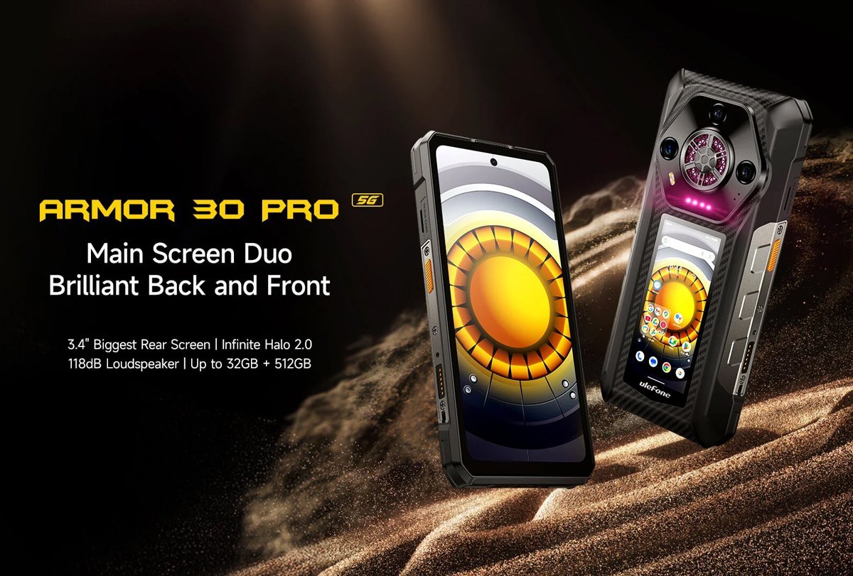 ULEFONE smartphone Armor 30 Pro, 6.95" & 3.4", 16/512GB, 5G, 12800mAh, IP68/IP69K, μαύρο - Image 2