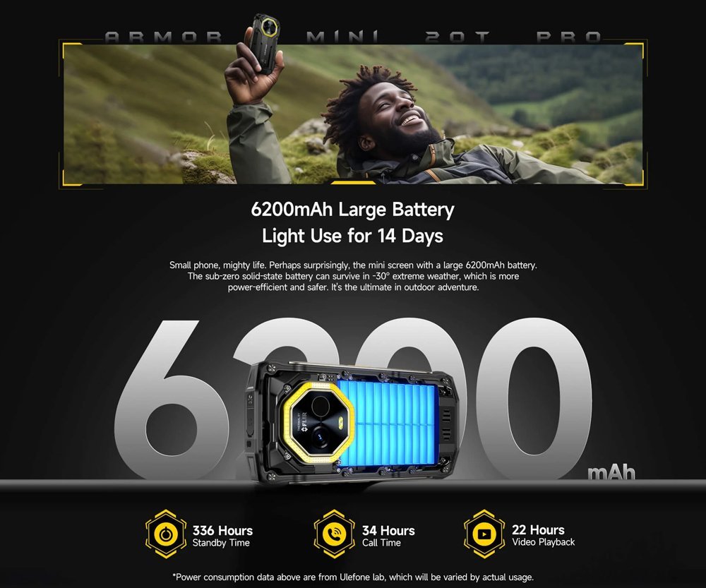 ULEFONE smartphone Armor Mini 20T Pro, 4.7", 8/256GB, 5G, 6200mAh, IP68/IP69K, μαύρο - Image 22