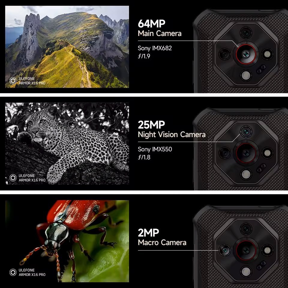 ULEFONE smartphone Armor X16 Pro, 6.56", 8/256GB, 5G, 10360mAh, IP68/IP69K/MIL-STD-810H, μαύρο - Image 12