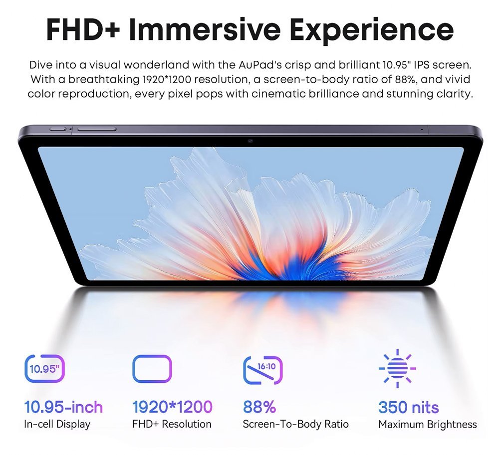 CHUWI tablet AuPad, 10.95", 8/128GB, 4G, Android 14, 7000mAh, γκρι - Image 4