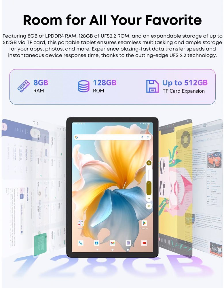 CHUWI tablet AuPad, 10.95", 8/128GB, 4G, Android 14, 7000mAh, γκρι - Image 9