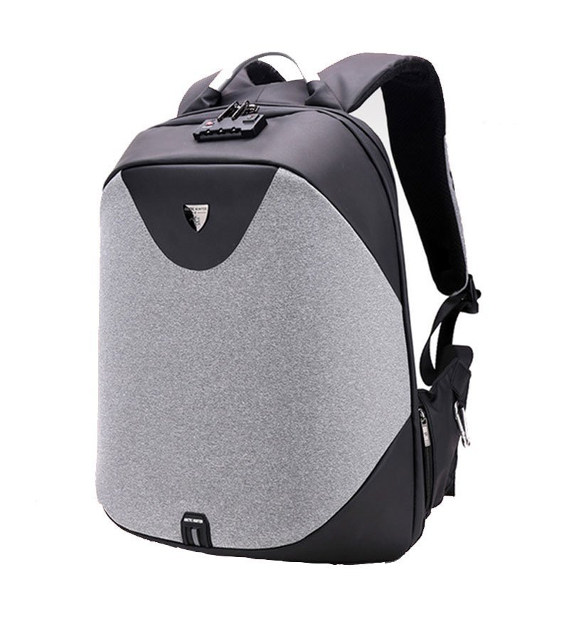 ARCTIC HUNTER τσάντα πλάτης B00208 με θήκη laptop 15.6", λουκέτο TSA, 24L, γκρι
