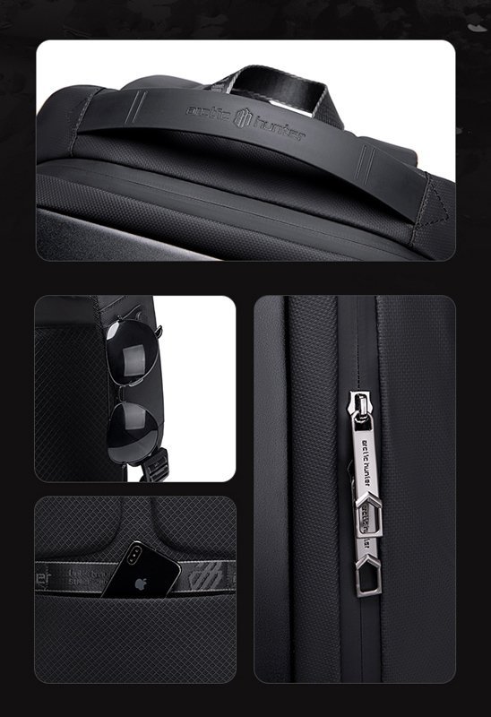 ARCTIC HUNTER τσάντα πλάτης με θήκη laptop 15.6", λουκέτο TSA, 22L, μαύρη - Image 4