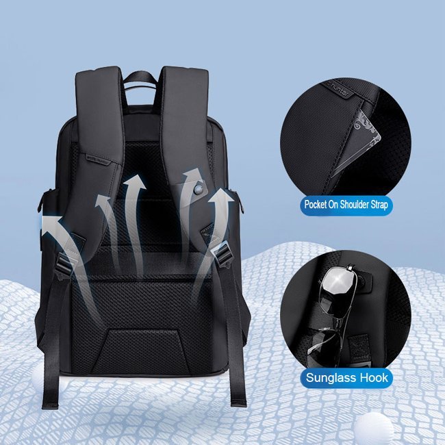 ARCTIC HUNTER τσάντα πλάτης με θήκη laptop 15.6", 20L, USB, μαύρη - Image 4