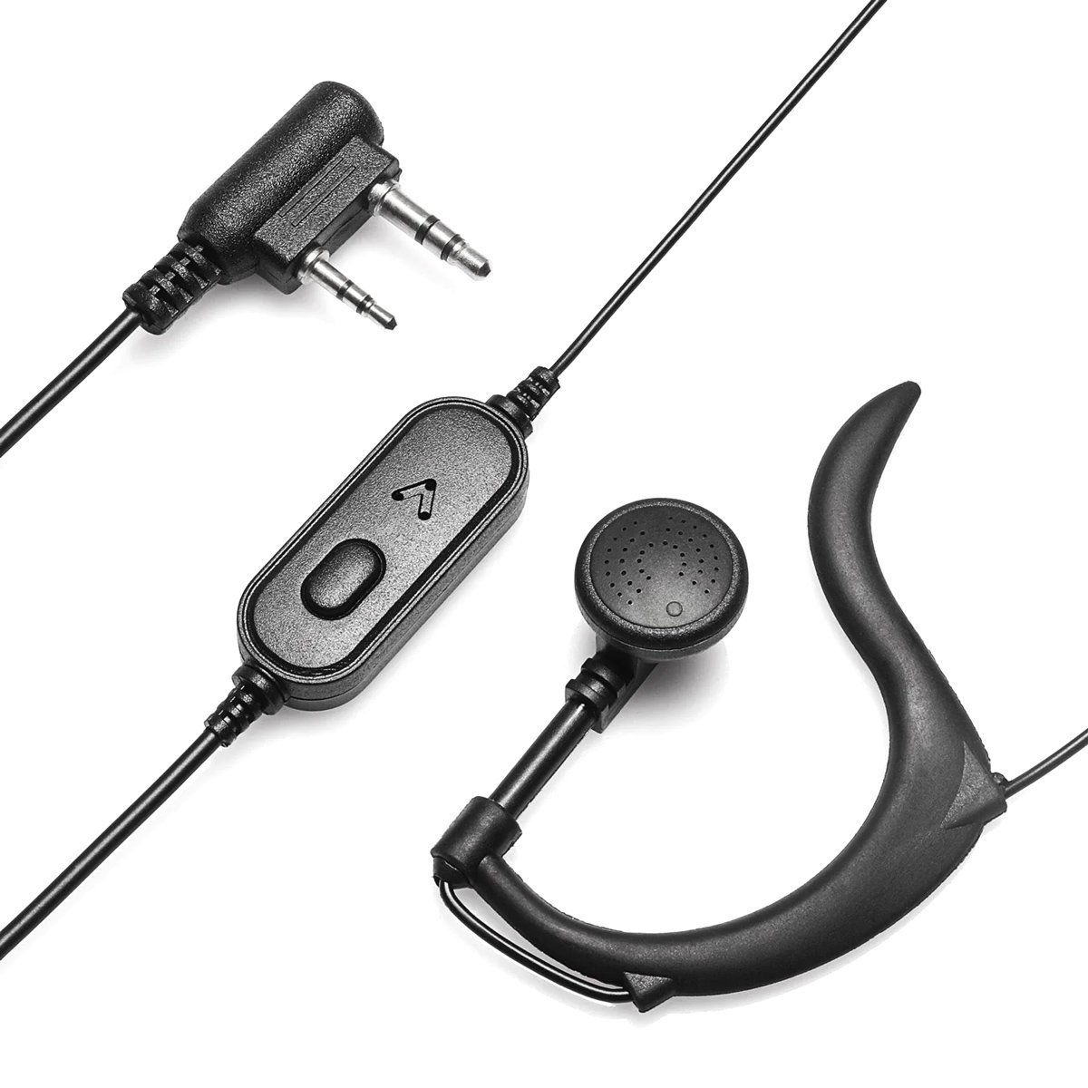 BAOFENG ακουστικό για πομποδέκτη BFG-EARPHONE, 2 pin, push to talk, 1.1m, μαύρο