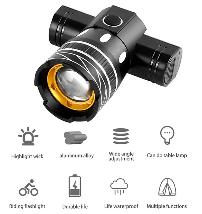 Εμπρόσθιο φως ποδηλάτου BIKE-0028, 1500LM, 300m, IPX-6, μαύρο - Image 3