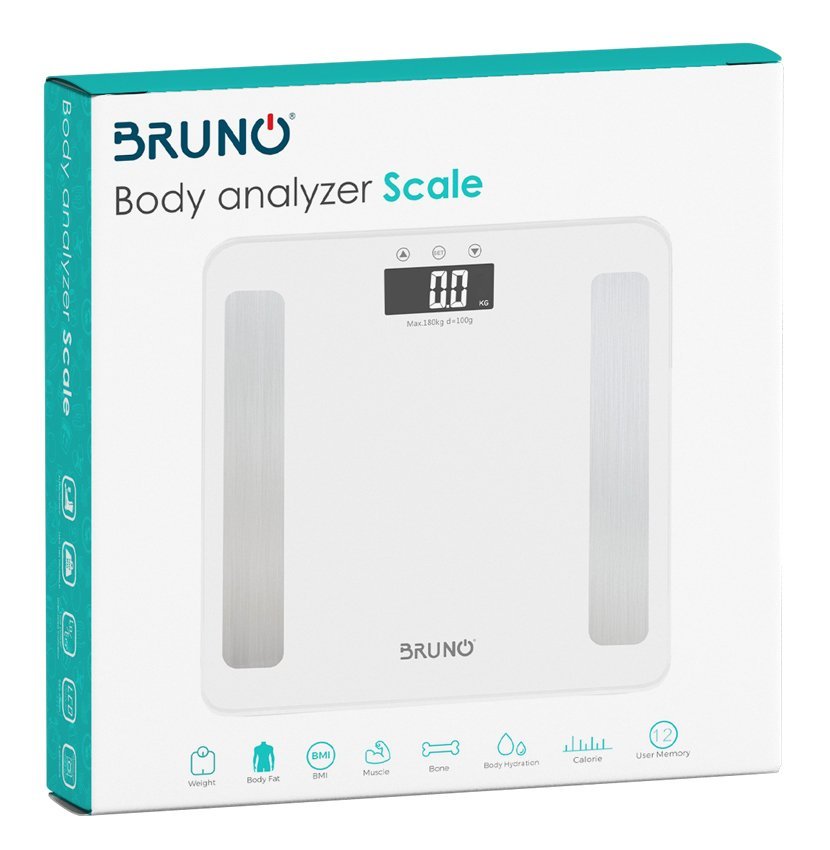 BRUNO ψηφιακή ζυγαριά με λιπομετρητή BRN-0057, έως 180kg, λευκή - Image 2