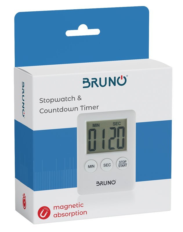 BRUNO χρονόμετρο & αντίστροφη μέτρηση BRN-0063, LCD, με μαγνήτη, λευκό - Image 2