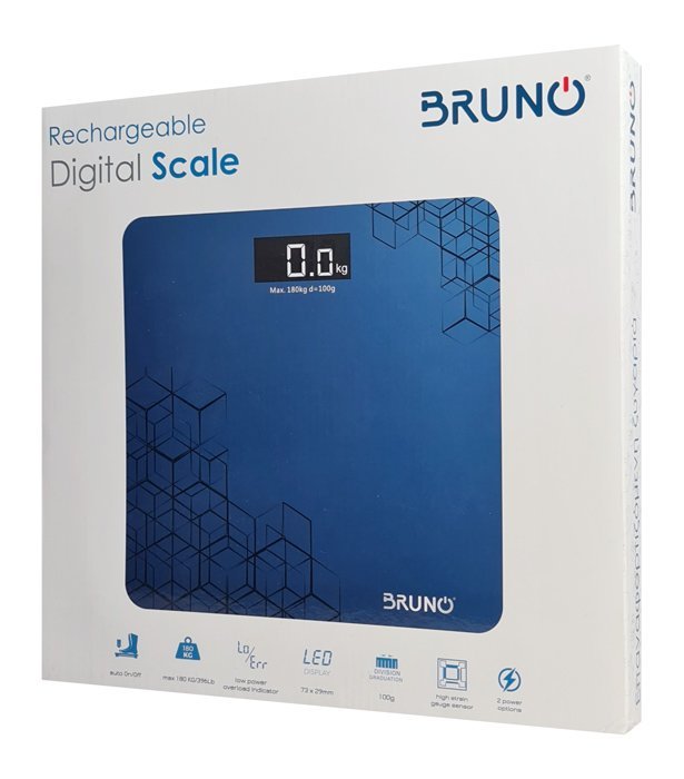 BRUNO ψηφιακή ζυγαριά BRN-0073, έως 180kg, επαναφορτιζόμενη, μπλε - Image 4